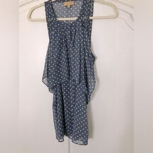 Vera Wang polka dot junior girl sleeveless sheer button down blouse Size XL